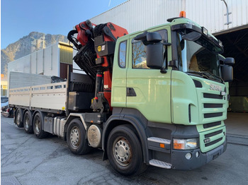 크레인 트럭, 드롭사이드/ 플랫베드 트럭 Scania R500 V8, 10x4, Palfinger PK74002, FLYJIB, WINCH : 사진 2