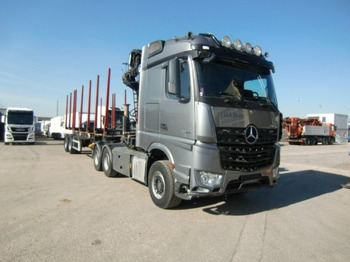 목재 트럭, 크레인 트럭 Mercedes-Benz Actros 3363 6x4 Holzkomplettzug+ Doll Auflieger BJ 2023 : 사진 3