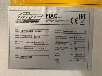 신규 공기 압축기 Fiac NewSilver 5.5 / 200 Silent 4 kW 450 L / min 10 Bar Elektrische Schroefcompressor met ketel : 사진 4