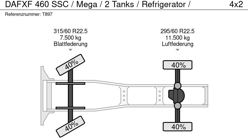 트랙터 유닛 DAF XF 460 SSC / Mega / 2 Tanks / Refrigerator / : 사진 19