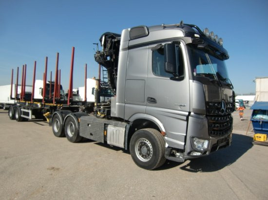 목재 트럭, 크레인 트럭 Mercedes-Benz Actros 3363 6x4 Holzkomplettzug+ Doll Auflieger BJ 2023 : 사진 6