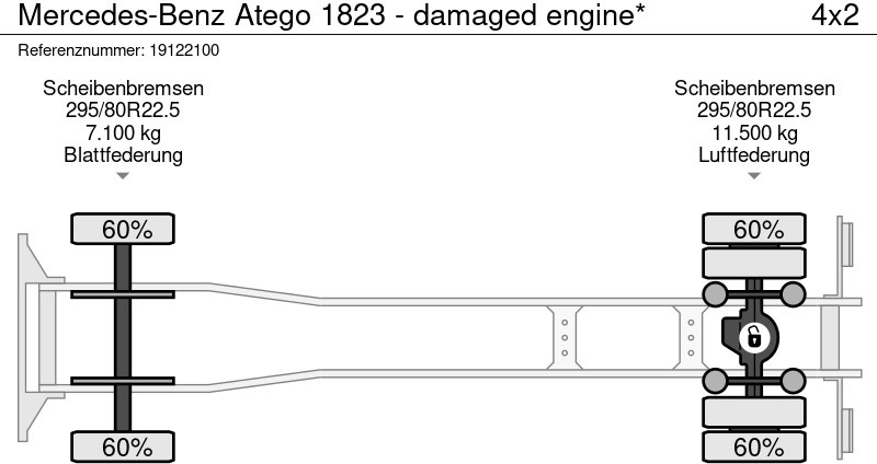 커튼사이더 트럭 Mercedes-Benz Atego 1823 - damaged engine* : 사진 10