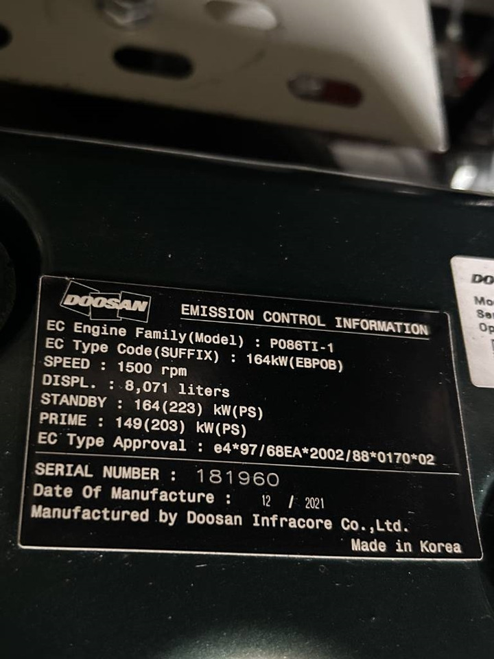 신규 발전기 세트 Doosan P086TI-1 - 165 kVA Generator - DPX-19851 : 사진 13