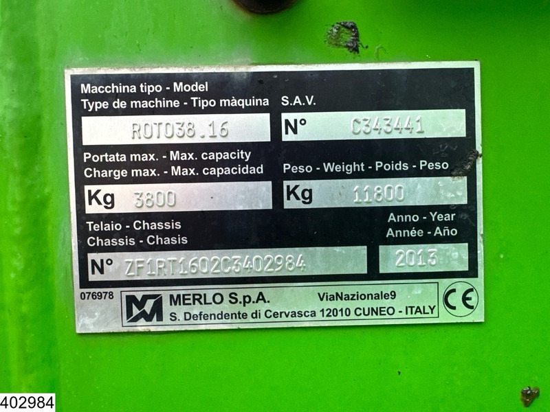 텔레스코픽 핸들러 Merlo 38 16 4X4, 75 KW, H 15,7 mtr, 3800 KG : 사진 9