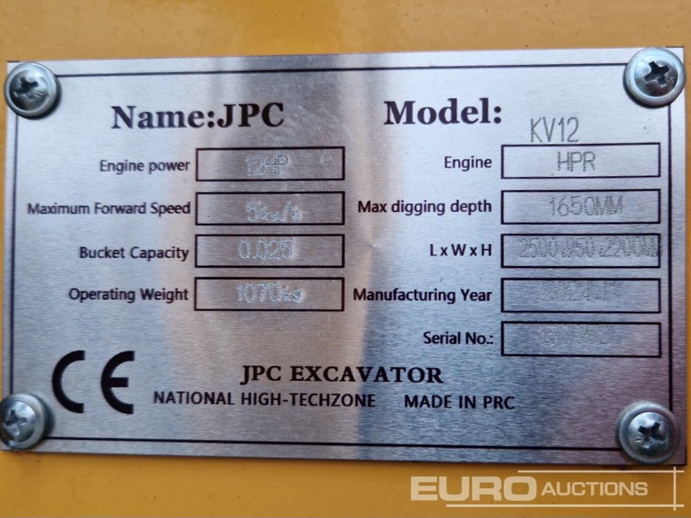 미니 굴삭기 Unused JPC KV12 : 사진 25